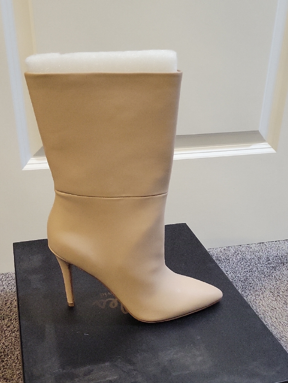Charles By Charles David Nude Pointed-Toe Mid-Calf Stiletto Boot